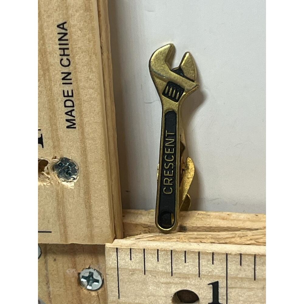 Vintage Miniature Crescent Wrench Pin Crafted Metal Lapel Pin Tool Collectible